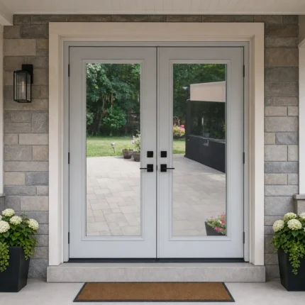 SD199 steel entry door installed home entrance scene