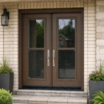 SD201 steel entry door installed home entrance scene