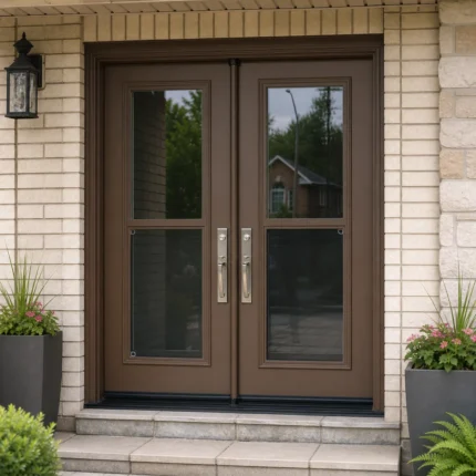 SD201 steel entry door installed home entrance scene