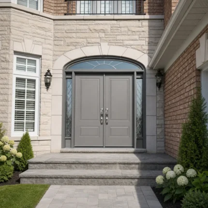 SD204 steel entry door installed home entrance scene