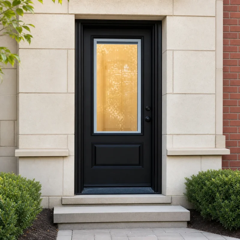 SD205 steel entry door installed home entrance scene