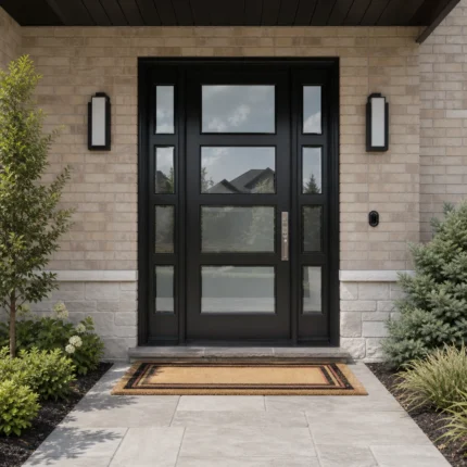 SD206 steel entry door installed home entrance scene
