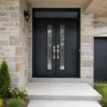 SD208 steel entry door installed home entrance scene