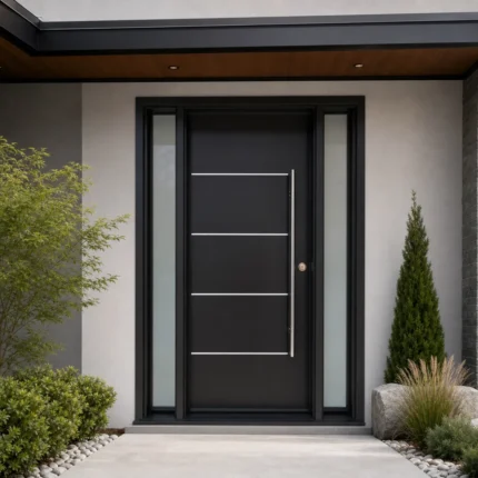 SD210 steel entry door installed home entrance scene