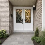 SD211 steel entry door installed home entrance scene