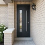 SD213 steel entry door installed home entrance scene
