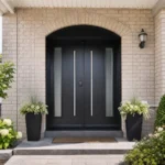SD214 steel entry door installed home entrance scene