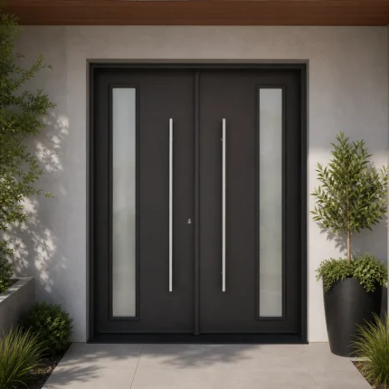 SD215 steel entry door installed home entrance scene