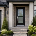 SD216 steel entry door installed home entrance scene