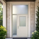 SD218 steel entry door installed home entrance scene