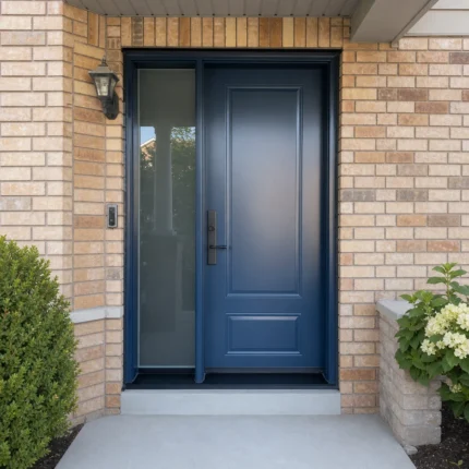 SD219 steel entry door installed home entrance scene