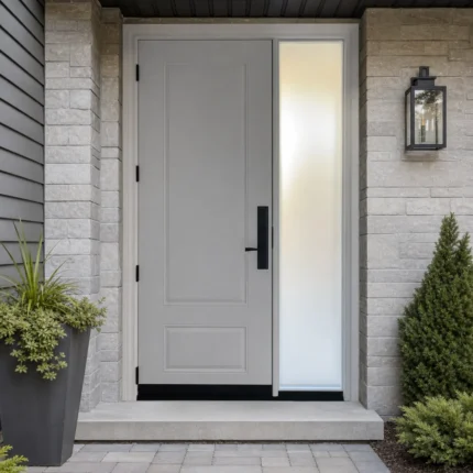 SD220 steel entry door installed home entrance scene