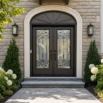 SD221 steel entry door installed home entrance scene