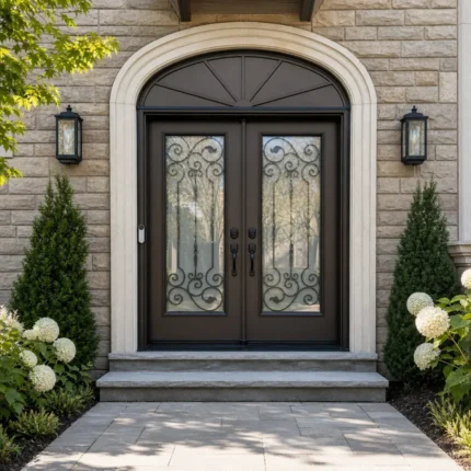 SD221 steel entry door installed home entrance scene