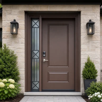 SD225 steel entry door installed home entrance scene