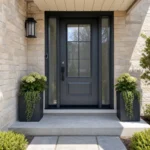 SD226 steel entry door installed home entrance scene