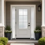 SD227 steel entry door installed home entrance scene