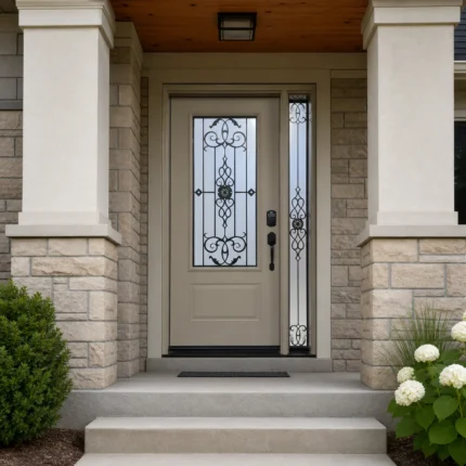 SD228 steel entry door installed home entrance scene