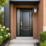 SD229 steel entry door installed home entrance scene