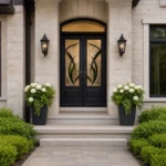 SD232 steel entry door installed home entrance scene