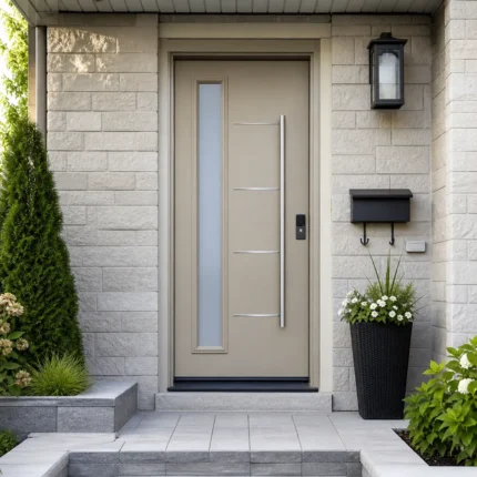 SD233 steel entry door installed home entrance scene