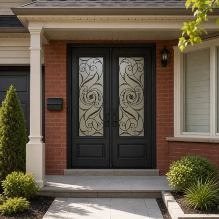 SD234 steel entry door installed home entrance scene