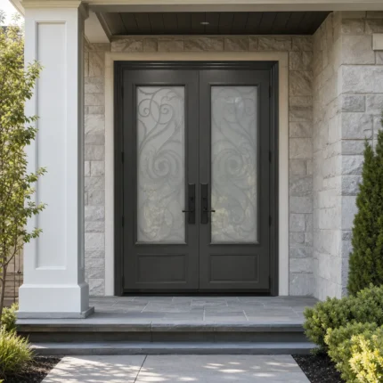 SD235 steel entry door installed home entrance scene