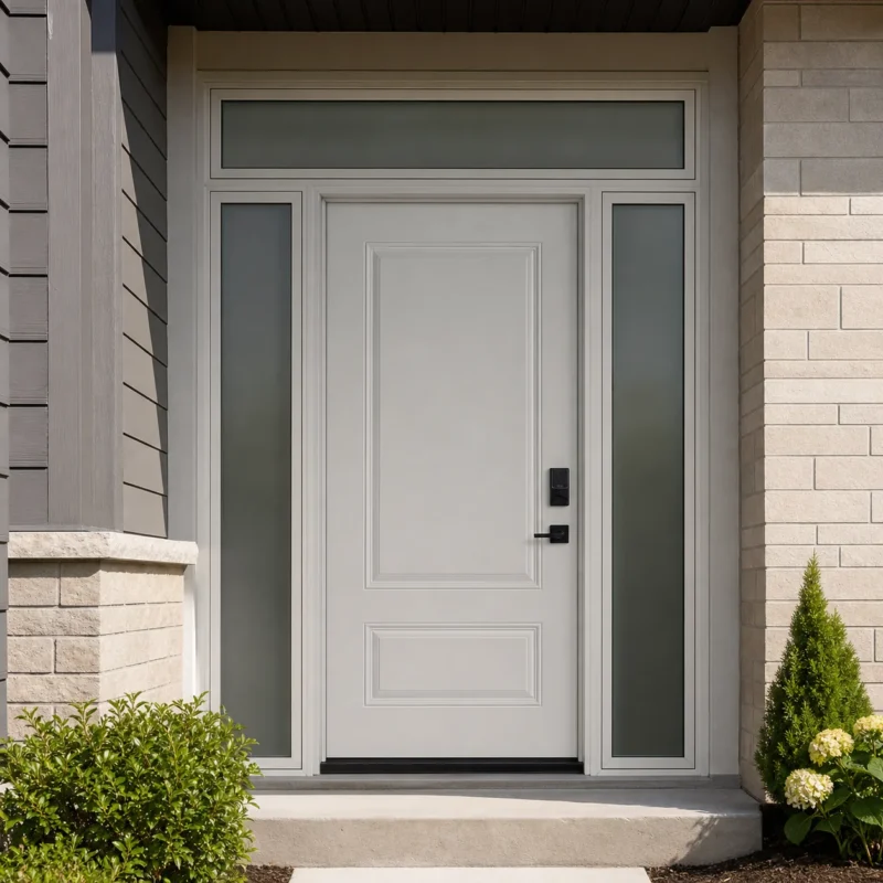 SD236 steel entry door installed home entrance scene