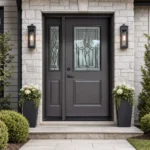 SD238 steel entry door installed home entrance scene