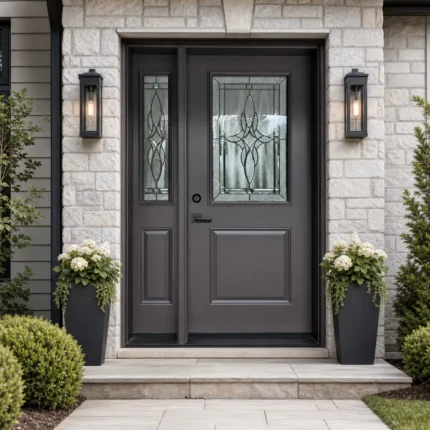 SD238 steel entry door installed home entrance scene