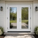 SD243 steel entry door installed home entrance scene