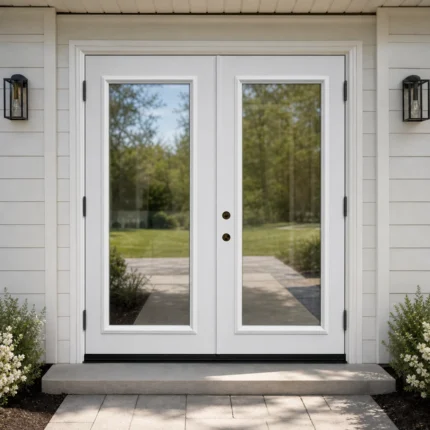 SD243 steel entry door installed home entrance scene