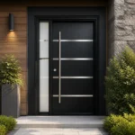 SD246 steel entry door installed home entrance scene