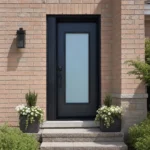 SD249 steel entry door installed home entrance scene