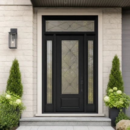 SD251 steel entry door installed home entrance scene