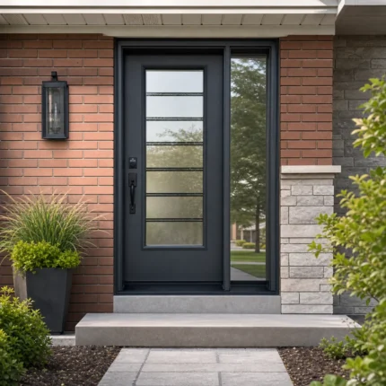 SD253 steel entry door installed home entrance scene