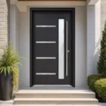SD254 steel entry door installed home entrance scene