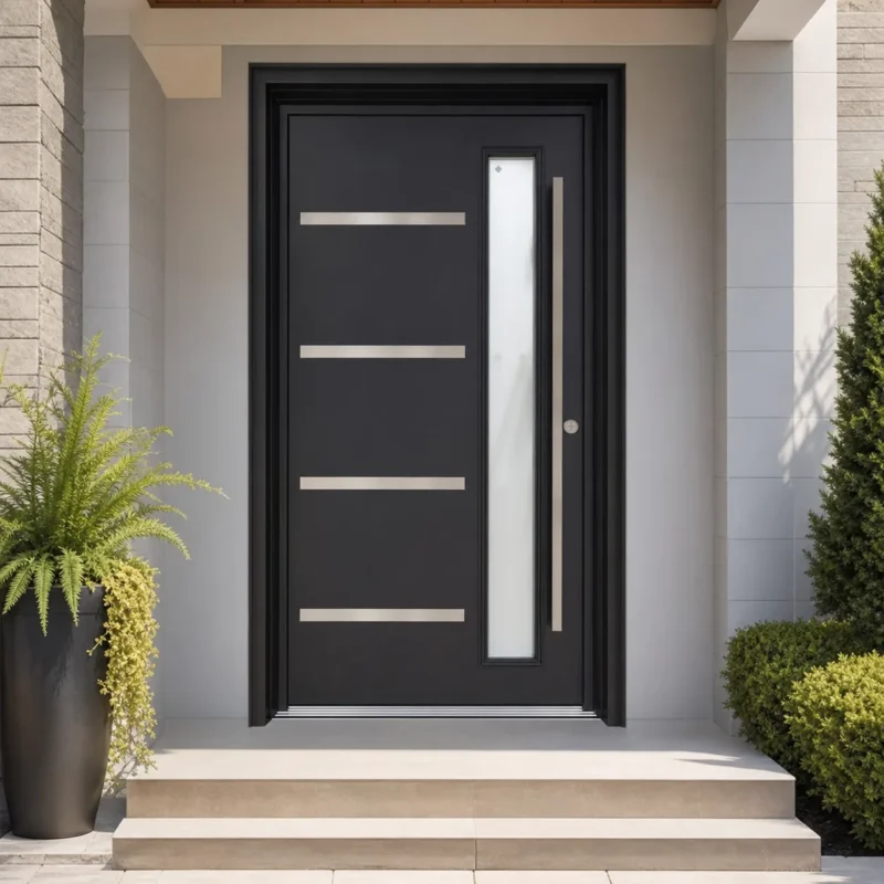 SD254 steel entry door installed home entrance scene