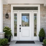 SD258 steel entry door installed home entrance scene
