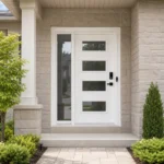 SD259 steel entry door installed home entrance scene