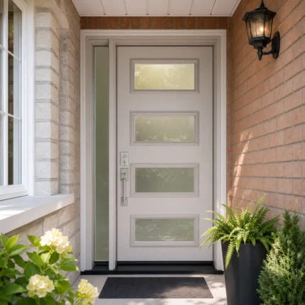SD261 steel entry door installed home entrance scene