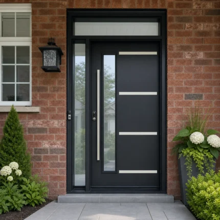 SD265 steel entry door installed home entrance scene