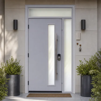 SD266 steel entry door installed home entrance scene